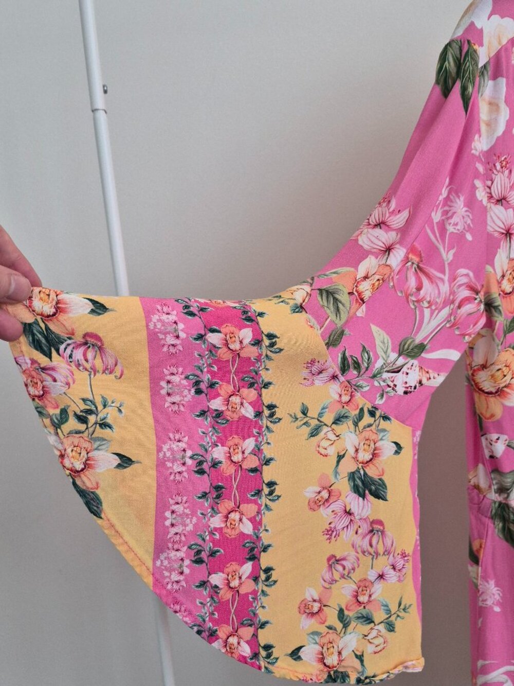 Maaji Pink Floral Kimono Mini Dress Cover Up Boho - Picture 5 of 15